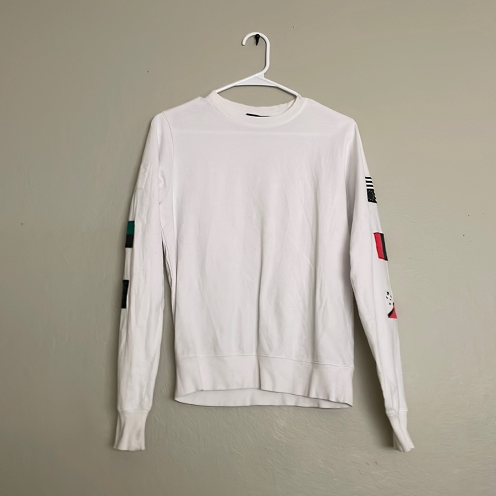 White long sleeve w/ flags